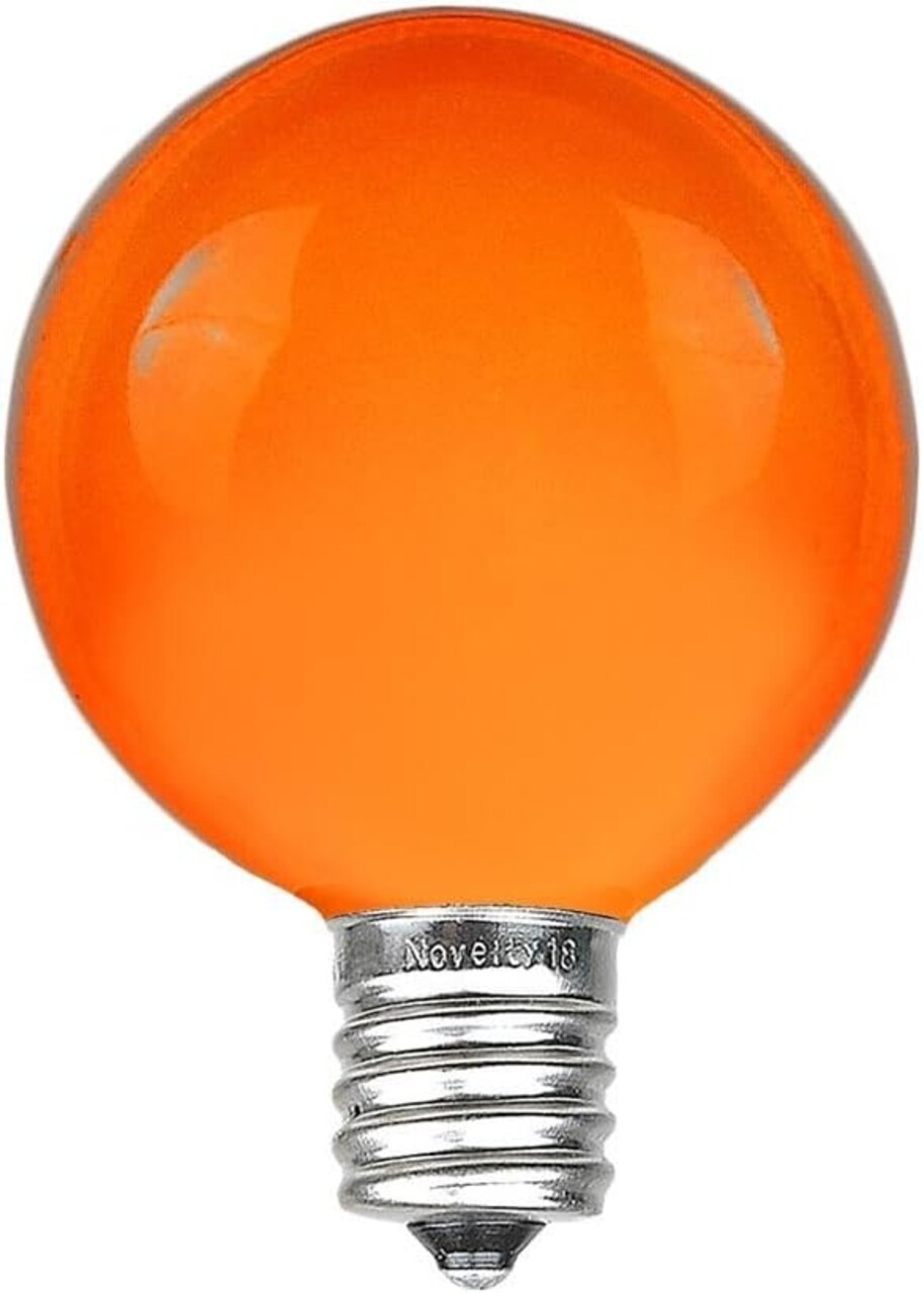 25-Pack G40 Orange Globe Bulbs – 5W E12 Candelabra Base Incandescent Replacement Bulbs for Outdoor String Lights, Warm Decorative Patio Lighting with 3000-Hour Lifespan